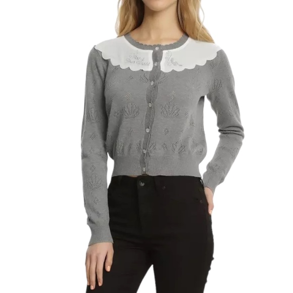 Disney The Little Mermaid Ariel Grey Pointelle Cardigan - Picture 3 of 15